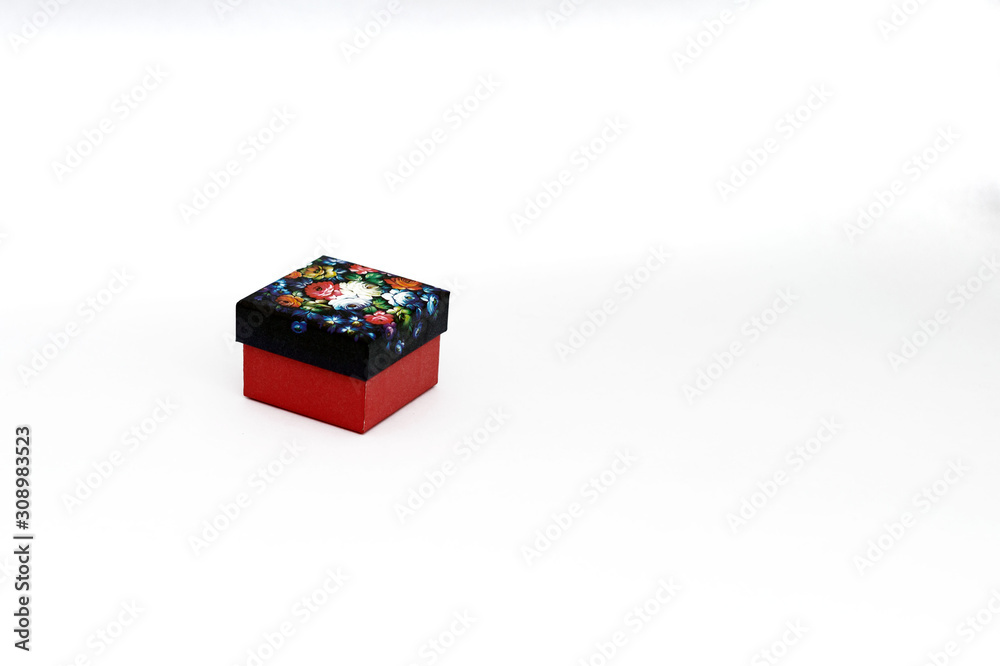 Gift boxes glued with colored paper with bows. Gift boxes glued with colored paper with bows.