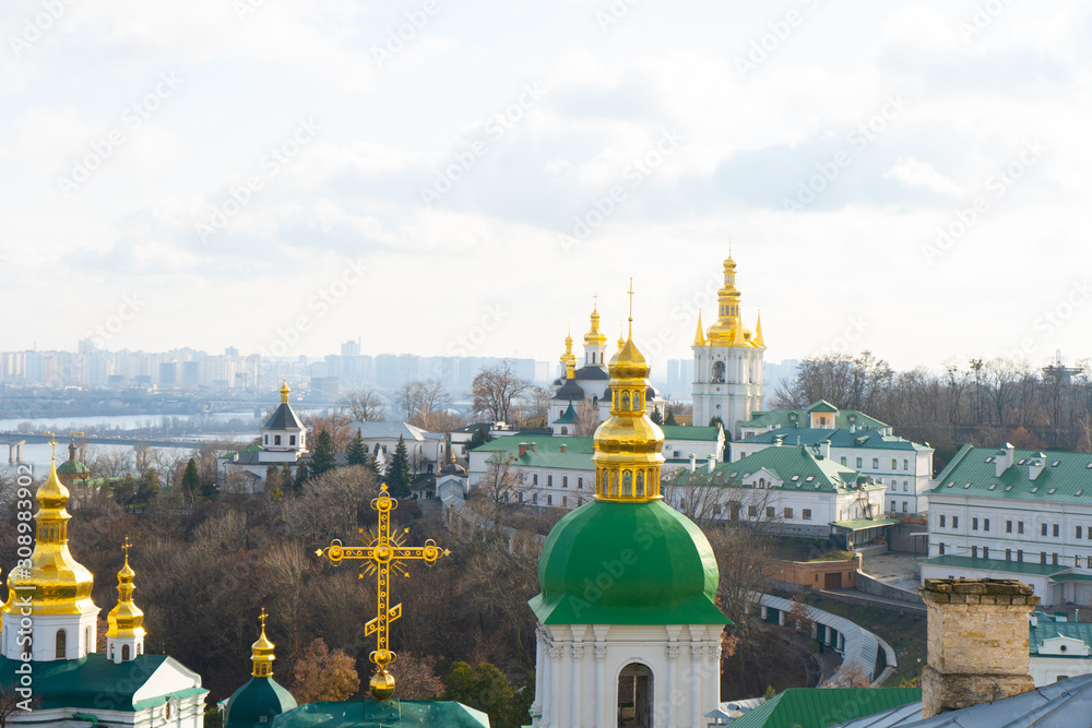 Kiev. Ukraine. Kiev Pechersk Lavra or the Kiev Monastery of the Caves. Travel photo. View from bell tower.