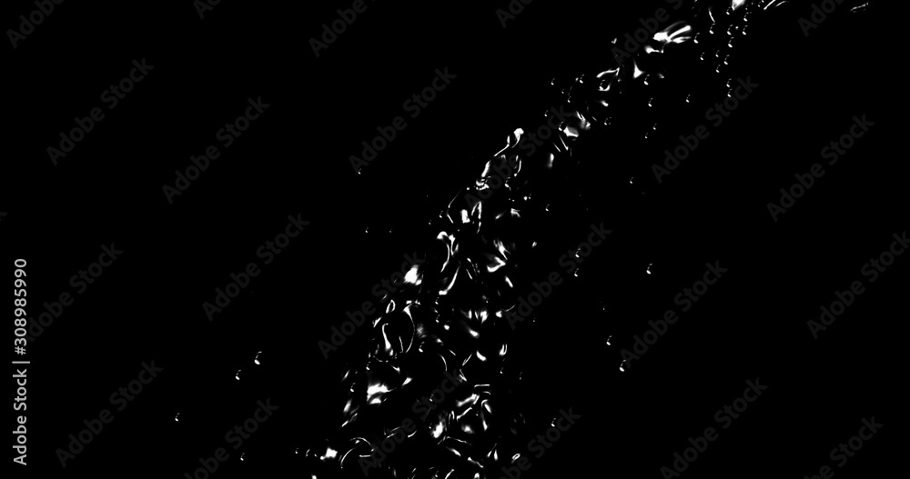 Abstract black flow . Oil Fluid texture on the black background. 3D rendering