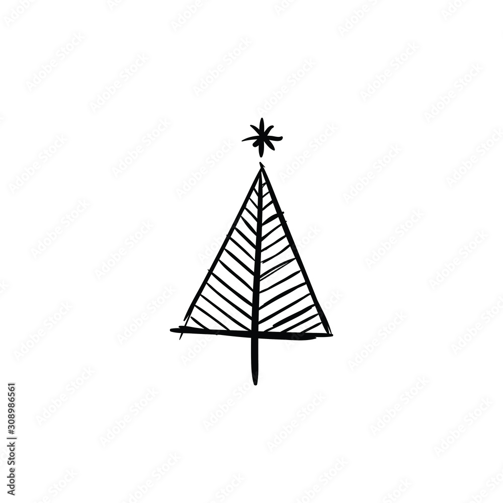 Christmas tree doodle pine tree sketch tree drawing holiday decoration star ornament retro Xmas Christmas tree doodle pine tree sketch tree drawing holiday decoration star ornament retro Xmas