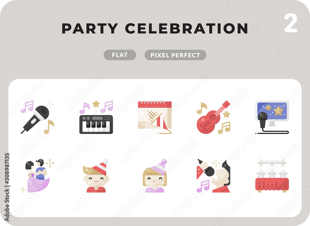 Party Celebration Flat Icons Pack for UI. Pixel perfect thin line vector icon set for web design and website application. Party Celebration Flat Icons Pack for UI. Pixel perfect thin line vector icon set for web design and website application.