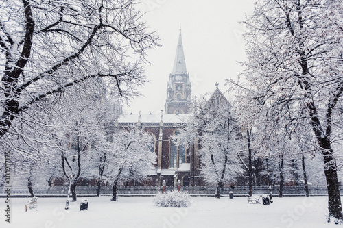 St. Elizabeth church in Lviv in winter