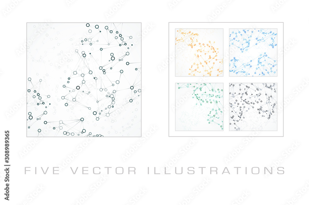 Futuristic dna, abstract molecules