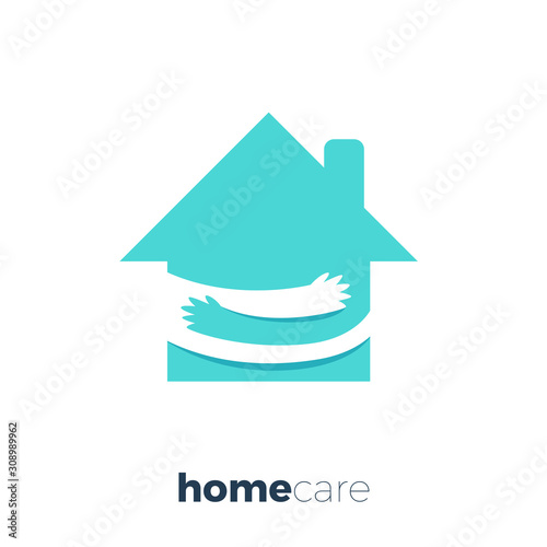 house with hand embrace. Isolated Vector Illustration