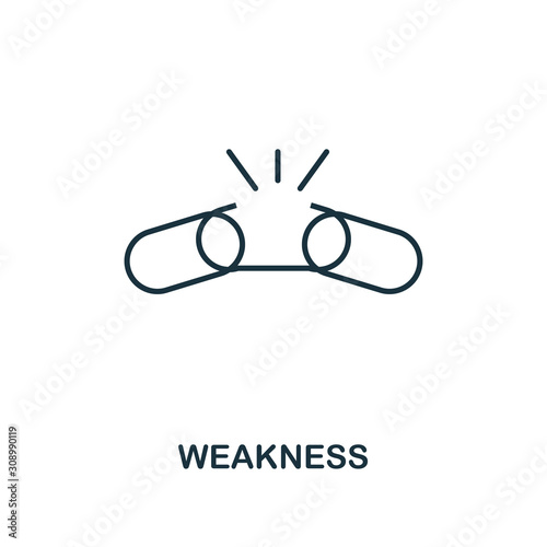Weakness icon. Line style element from business strategy collection. Thin Weakness icon for web design, software and infographics