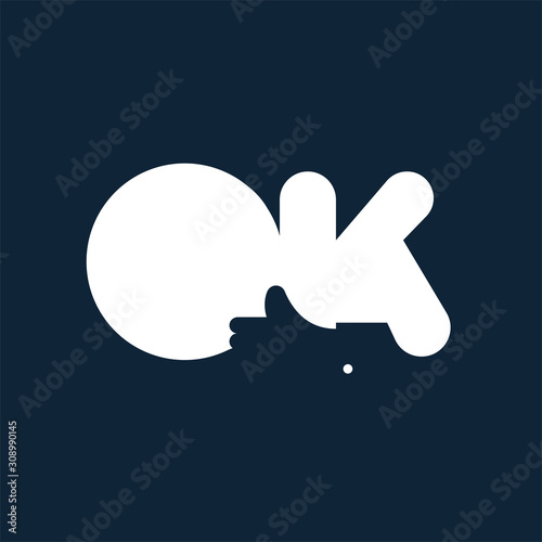 thumb hand gesture hidden on OK text