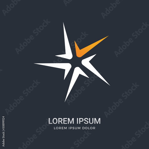 Star with one orange swoosh. Vector Illustration