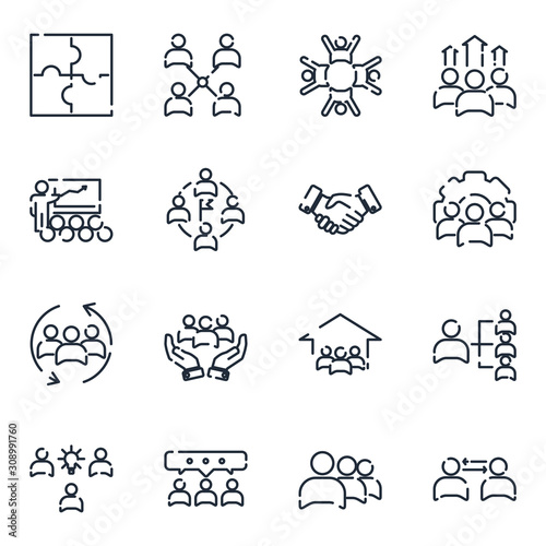 Team Work set icon template color editable. Meeting and more pack symbol vector sign isolated on white background icons vector illustration for graphic and web design.