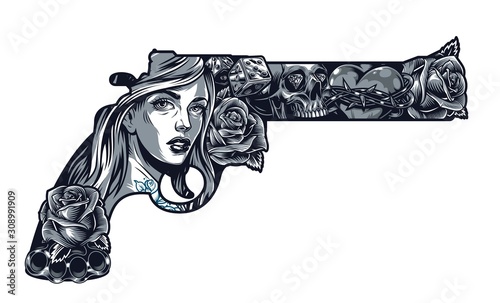 Vintage chicano tattoo concept