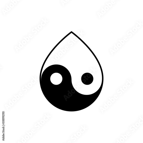Tai Chi sign inside the Water droplet. Isolated Vector Illustration