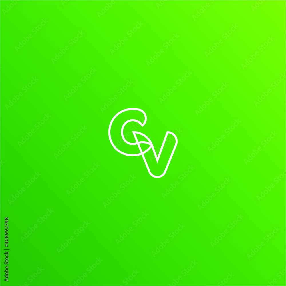 Letter CV leaves logo icon design template elements on green background