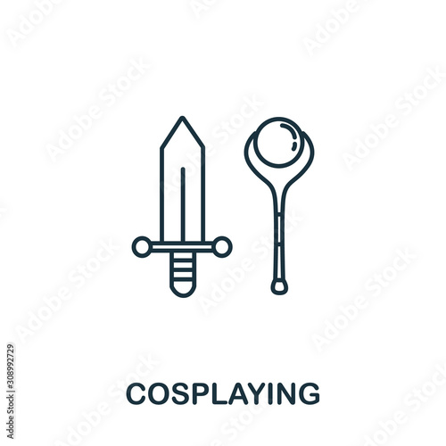 Cosplaying icon from hobbies collection. Simple line element cosplaying symbol for templates, web design and infographics