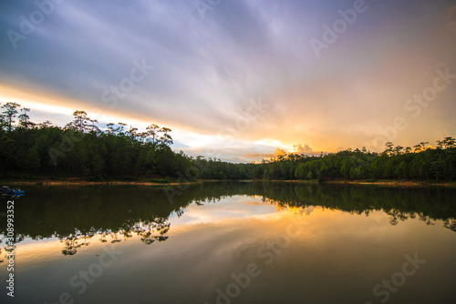 Fototapeta Naklejka Na Ścianę i Meble -  Reservoir at Ban Watchan Royal Project (Kalayaniwattana district, Chiang Mai, Thailand)