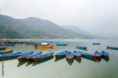 Boats on Phewa Lake Long exposure (Pokhara, Nepal)