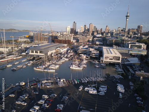 Westhaven  Auckland   New Zealand - December 11  2019  The beautiful scene surrounding the St Marys Bay and Westhaven area  with the Auckland Landmark Bridge behind it.