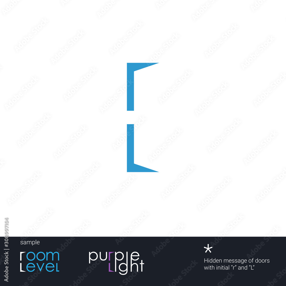 Abstract letters r and l for an open door Abstract letters r and l for an open door