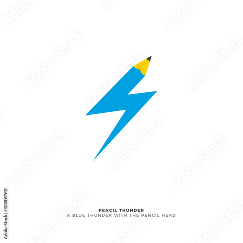Free Download A blue thunder with a pencil head - GFXLoad