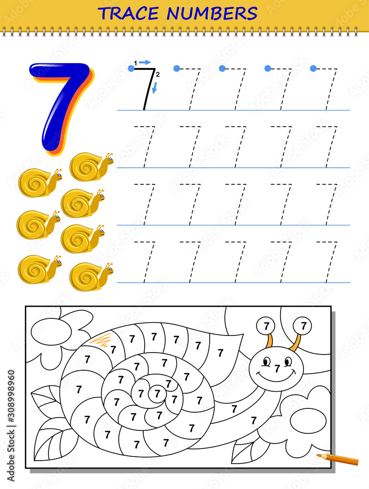 Educational Page For Kids With Number 7 Printable Worksheet For