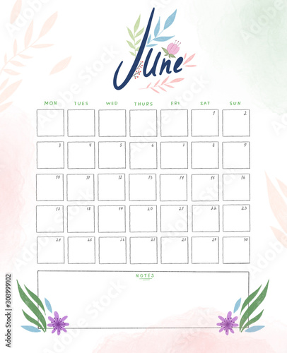 Hand drawn calendar 2020