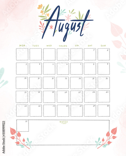 Hand drawn calendar 2020