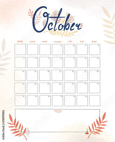 Hand drawn calendar 2020