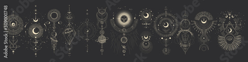 Leinwand Poster Vector illustration set of moon phases
