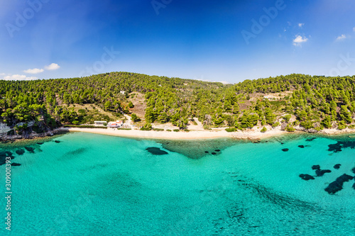 Fototapeta Naklejka Na Ścianę i Meble -  The beach Milia of Alonissos from drone, Greece