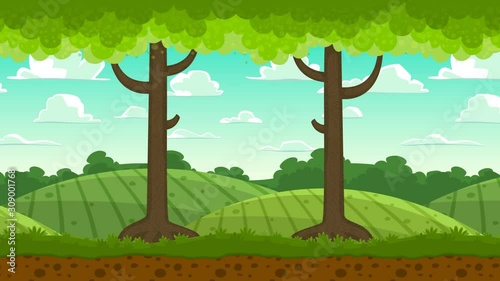 Seamless forest looping landscape. Game scene animation	