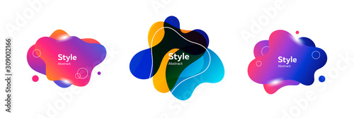 Set of trendy layered fluid blobs. Design template for logo, flyer or presentation. Abstract form dynamic composition. Modern style vector illustration