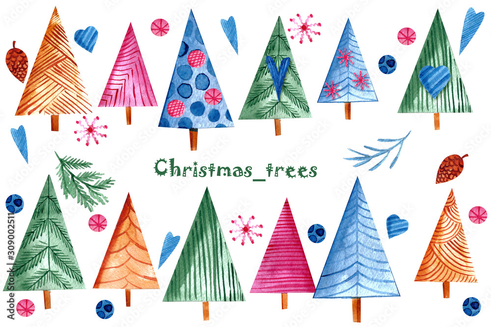 set of christmas trees set of christmas trees
