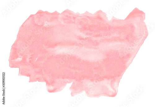 Watercolor creamy pink background with clear borders and divorces. Watercolor brush stains. Frame with copy space for text.