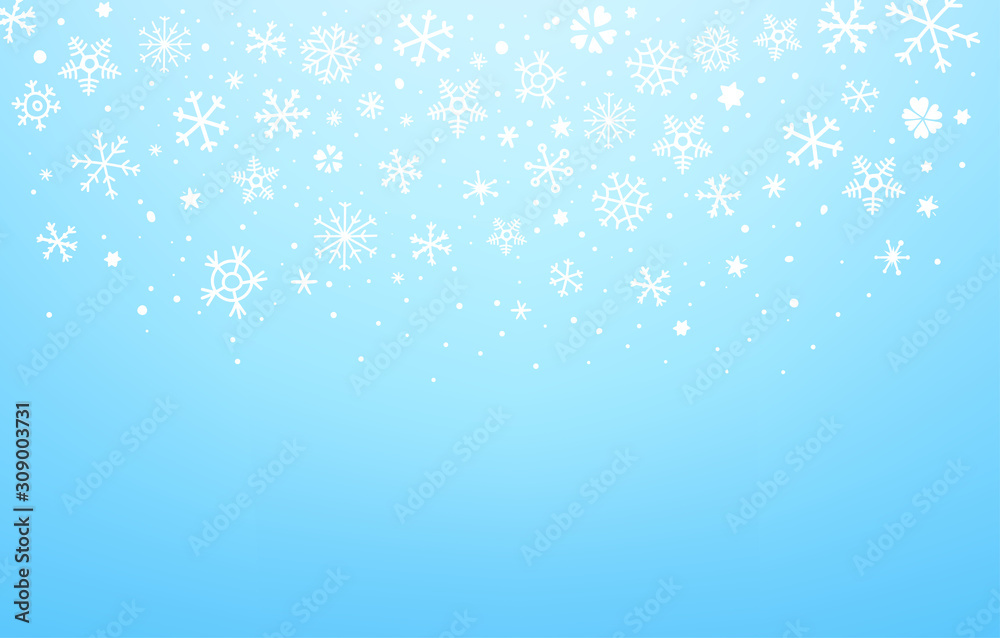 Falling winter snowflakes vector background