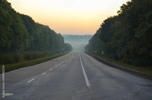 Kharkov-Kiev road, fog, dawn