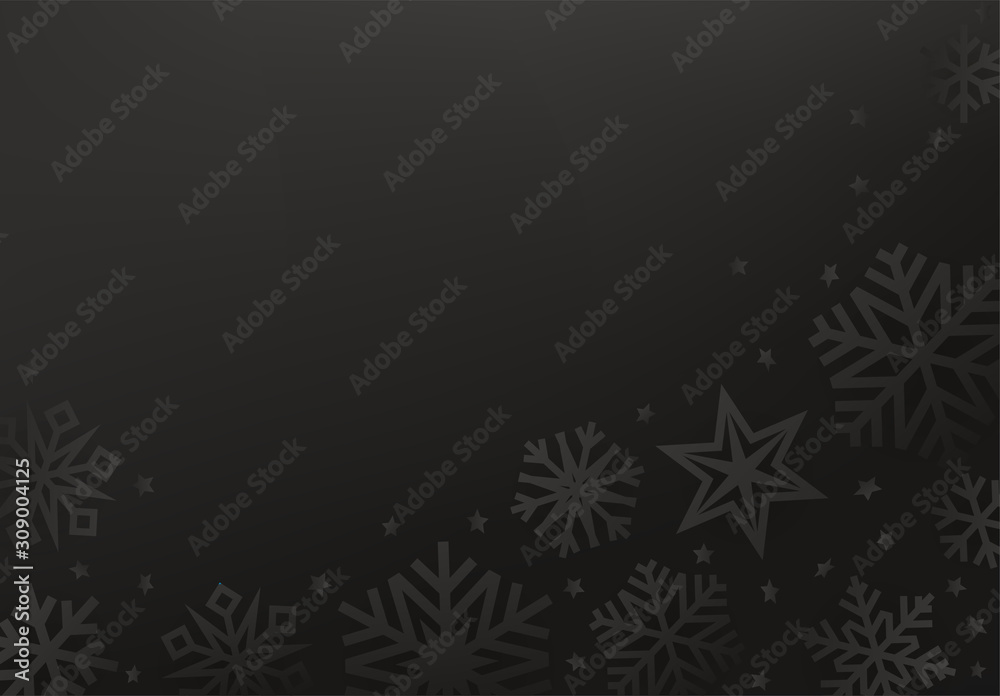 Fototapeta premium Black vector snowflakes on black background