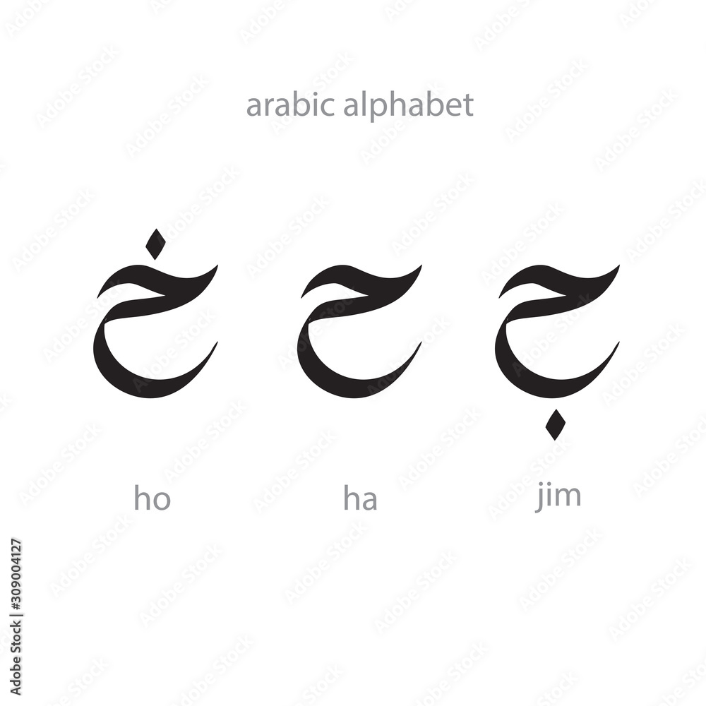 Vecteur Stock Arabic Alphabet Letters Calligraphy Transcription