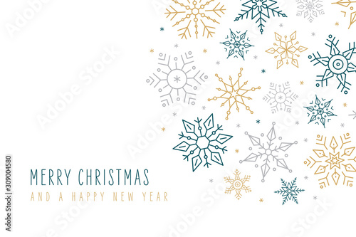 Christmas snowflakes elements ornaments decoration greeting card on isolated white background