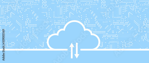 Cloud technology. Integrated digital web concept background