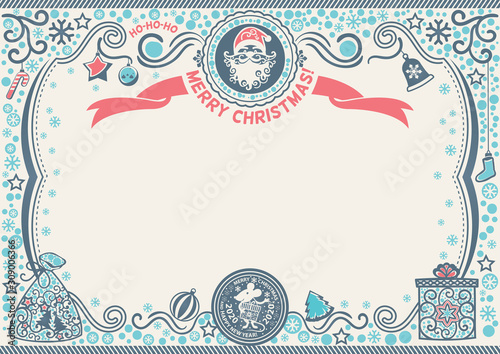 Christmas certificate with Santa and Rat. Symbol of 2020. H-ho-ho Merry Christmas