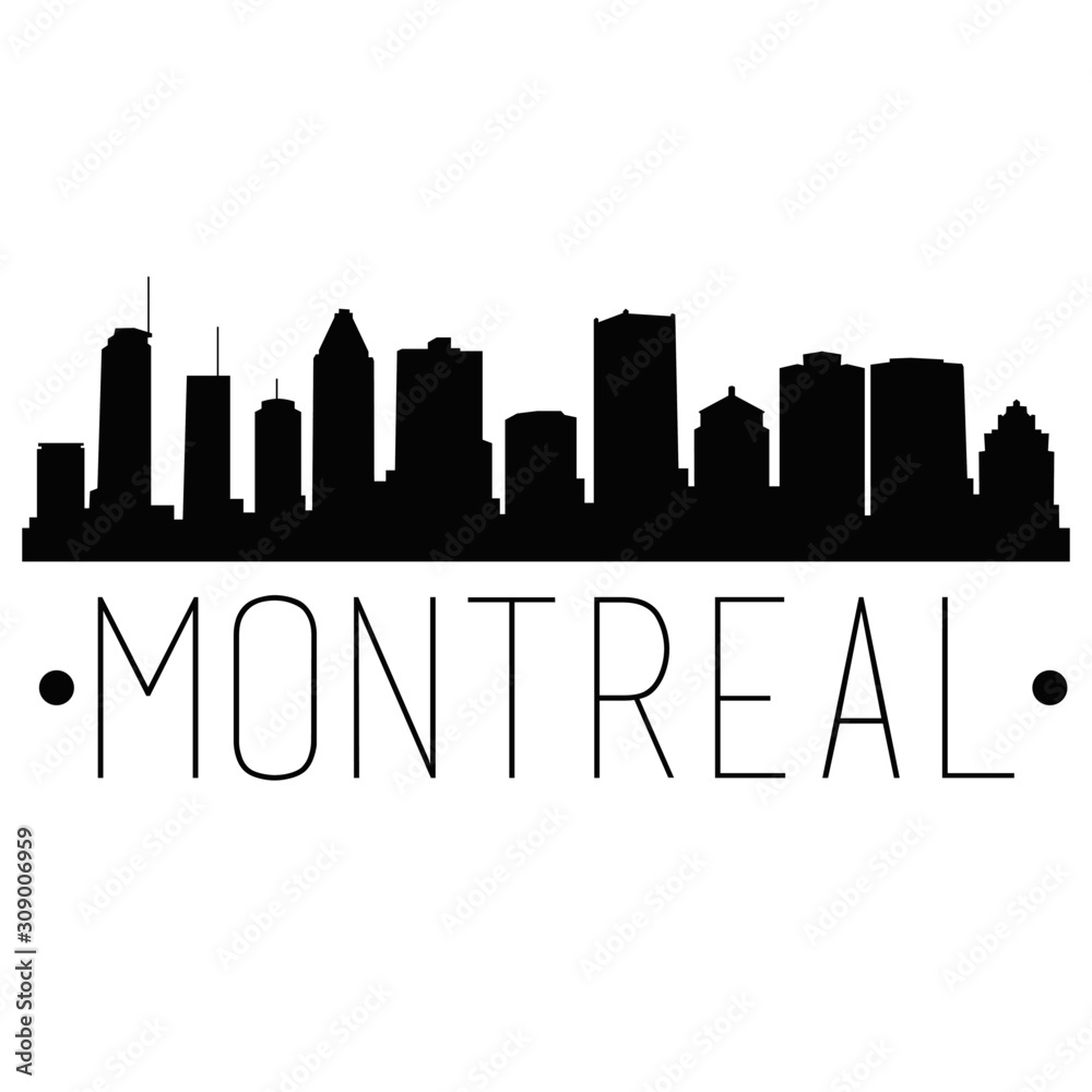 Fototapeta premium Montreal Canada Skyline Silhouette City Design Vector Famous Monuments.