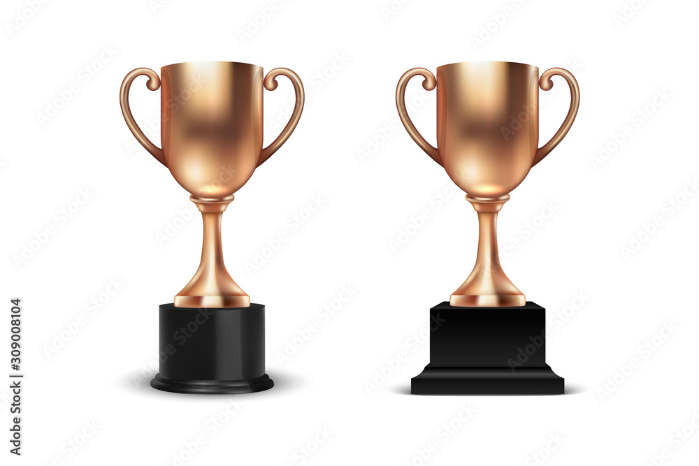Vector 3d Blank Bronze Champion Winner Cup Icon Set Closeup Closeup Isolated on White Background. Design Template of Championship Trophy. Sport Tournament Award, Winner Cup and Victory Concept Vector 3d Blank Bronze Champion Winner Cup Icon Set Closeup Closeup Isolated on White Background. Design Template of Championship Trophy. Sport Tournament Award, Winner Cup and Victory Concept