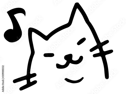 楽しそうなネコのイラスト