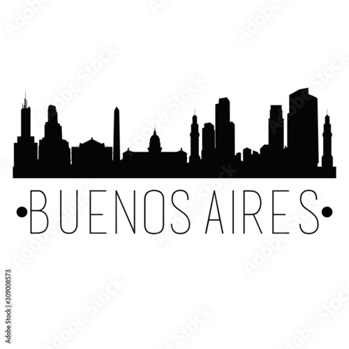 Buenos Aires Argentina City Skyline Silhouette City Design Vector Famous Monuments.