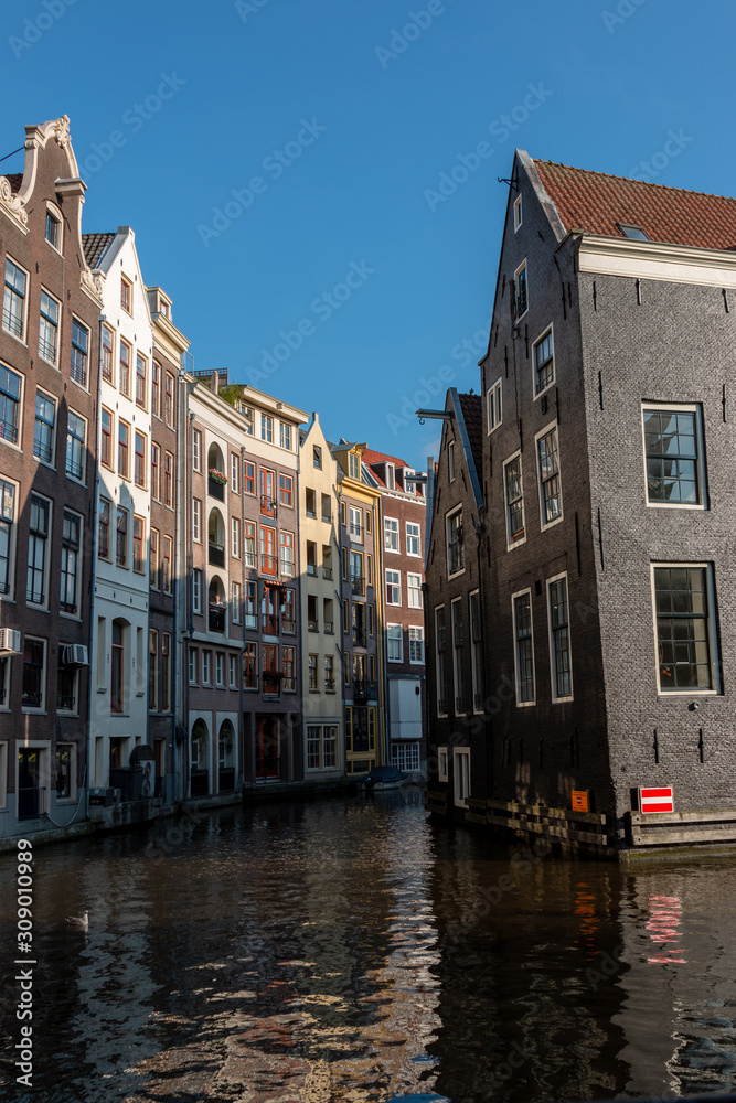 A picturesque place with old buildings in the old district of Amsterdam