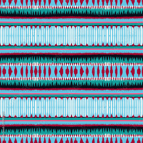 Dip Ikat Vector Seamless Pattern. Ocean Stripe 