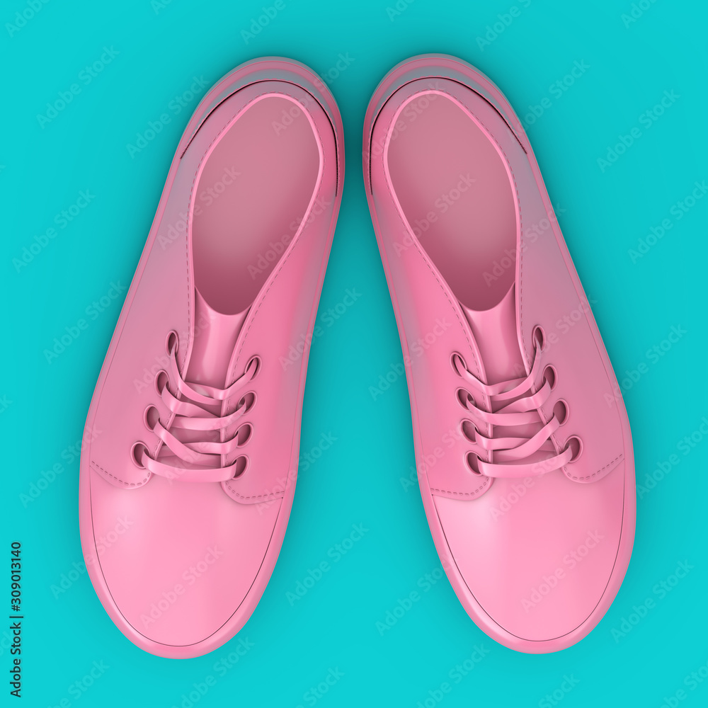 New Unbranded Pink Sneakers Mockup Duotone. 3d Rendering
