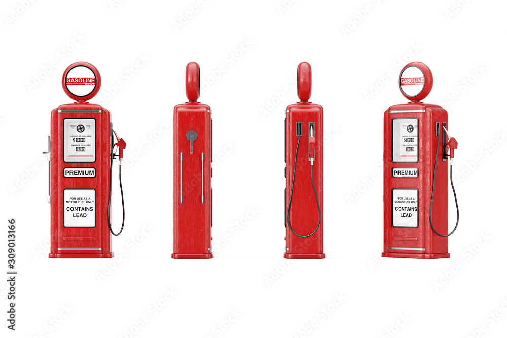 Red Retro Gas Pump. 3d Rendering Stock-Illustration | Adobe Stock