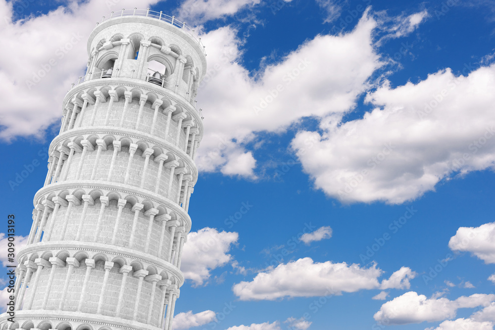 Leaning Pisa Tower. 3d Rendering