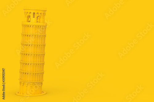 Yellow Leaning Pisa Tower. 3d Rendering