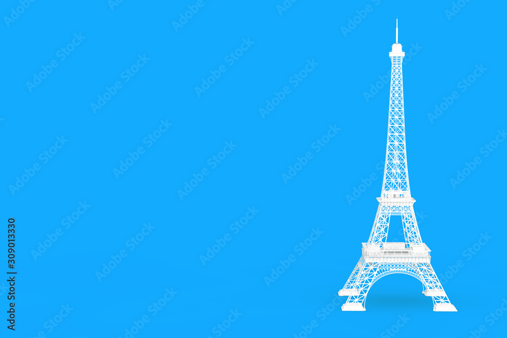 White Paris Eiffel Tower Statue. 3d Rendering