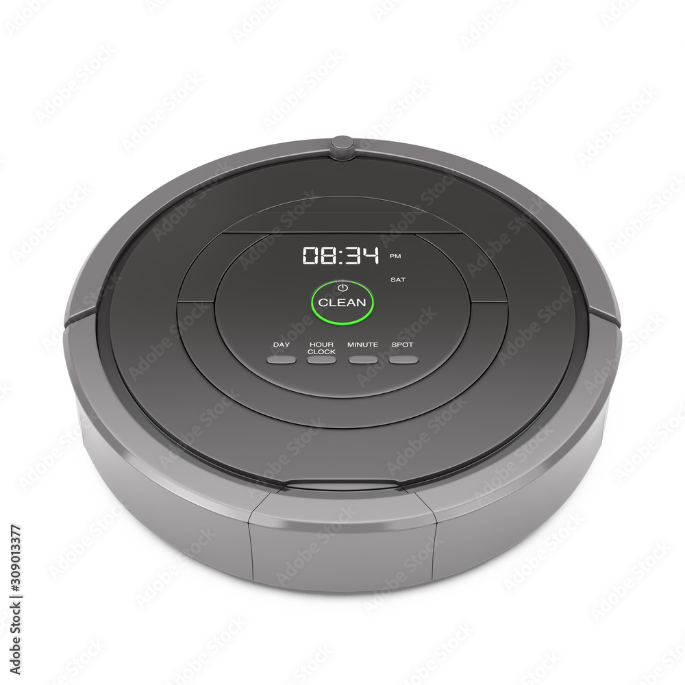 New Cleaning Technology Concept. Smart Robotic Vacuum Cleaner. 3d Rendering